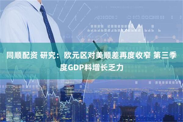 同顺配资 研究：欧元区对美顺差再度收窄 第三季度GDP料增长乏力